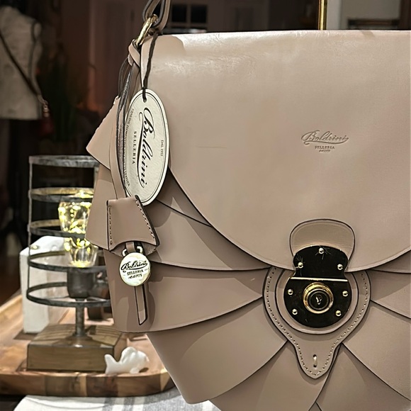 Authentic Boldrini Selleria Carmen Opera Bag, in Argilla Taupe. Made in Italy.